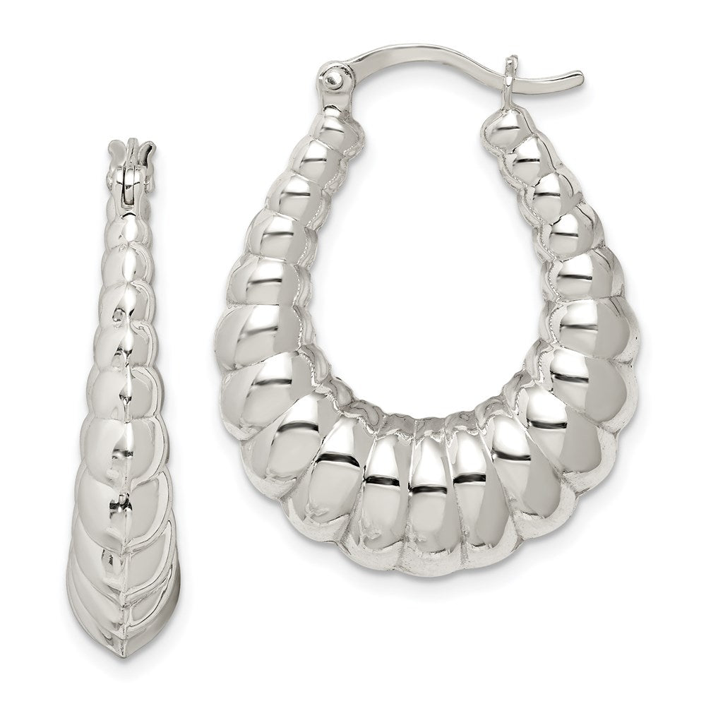 Sterlingsilber Rhodiniert Poliert Shrimp Oval Creolen
