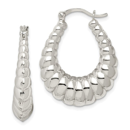 Sterlingsilber Rhodiniert Poliert Shrimp Oval Creolen