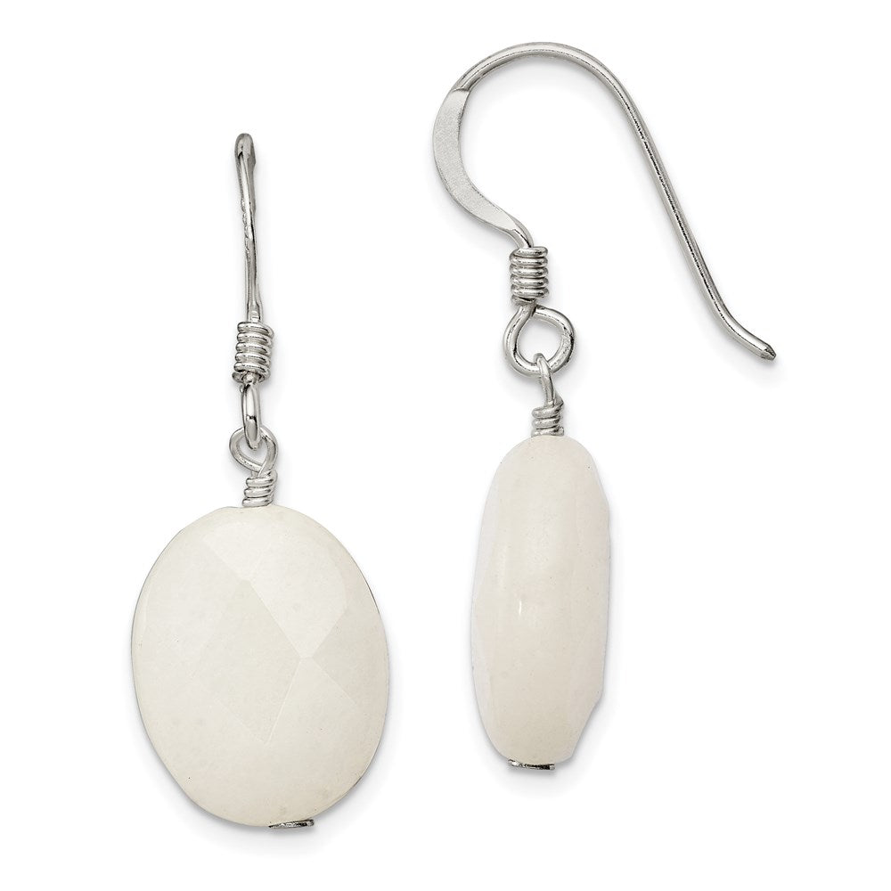 Sterlingsilber Weiß Jade Ohrringe