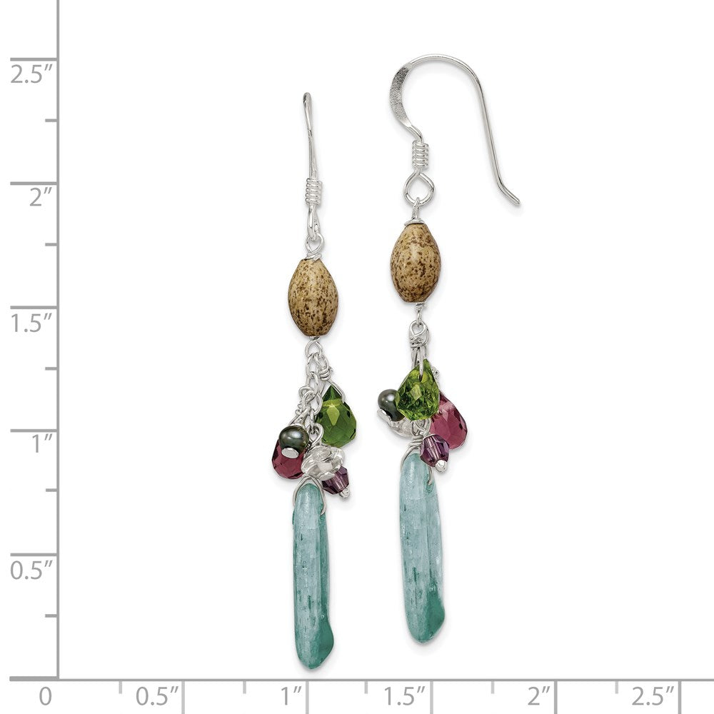 Sterlingsilber Poliert Citrin, Amethyst, Peridot, Blau Kyanite & Jasper Ohrhänger