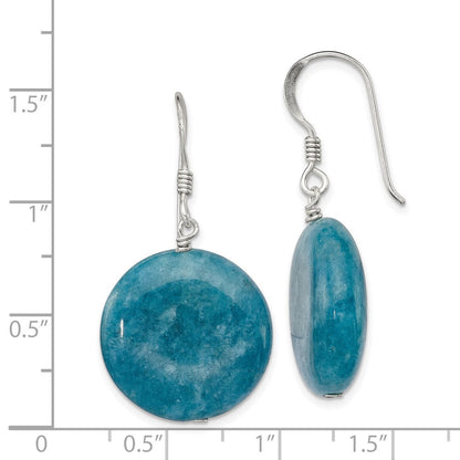 Sterlingsilber Poliert Rund 20mm Blau Achat Ohrhänger