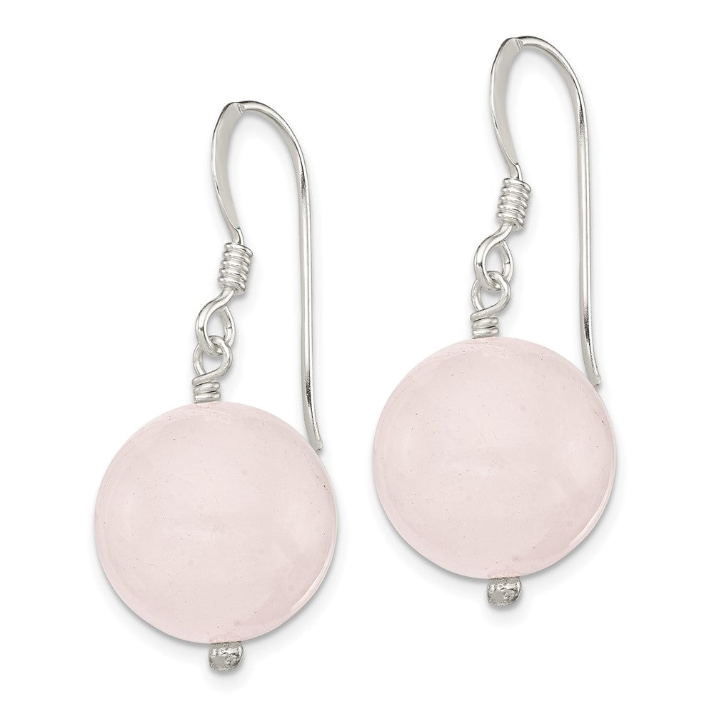 Sterlingsilber Poliert 12mm Rund Rose Quarz Ohrhänger