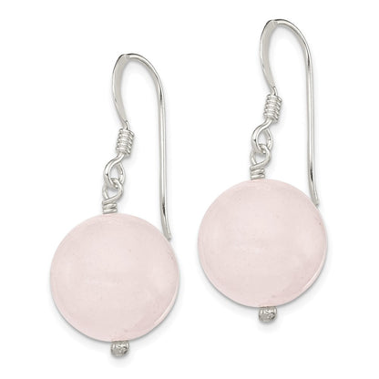 Sterlingsilber Poliert 12mm Rund Rose Quarz Ohrhänger