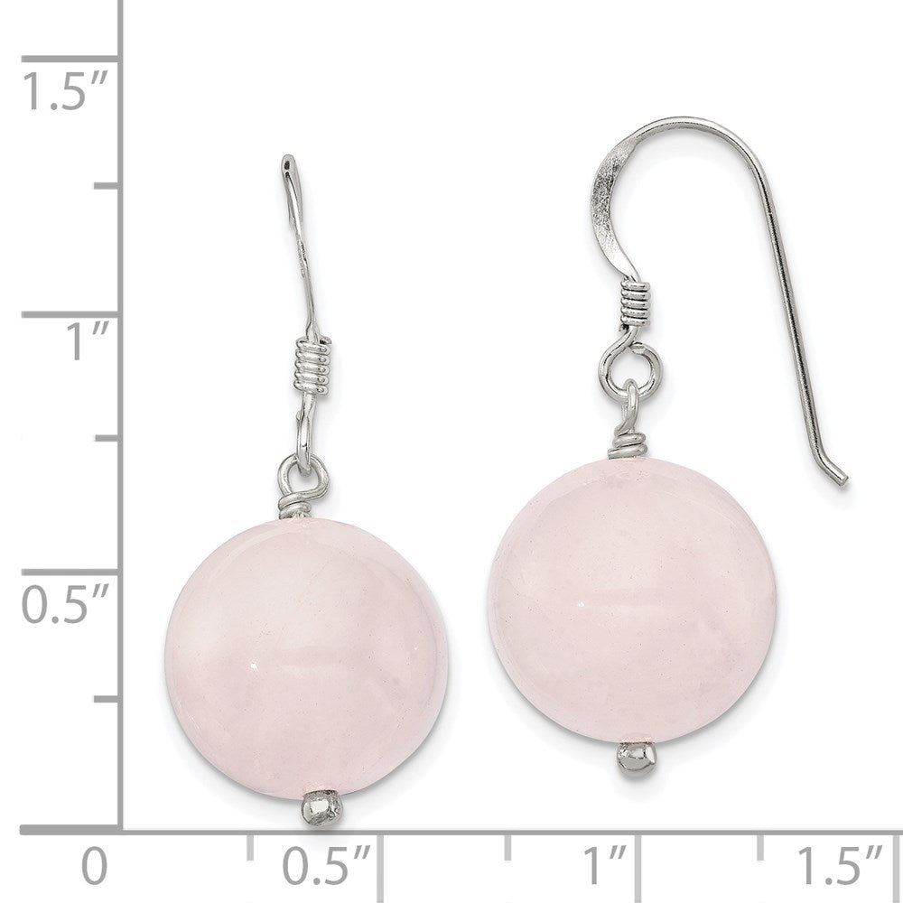 Sterlingsilber Poliert 12mm Rund Rose Quarz Ohrhänger
