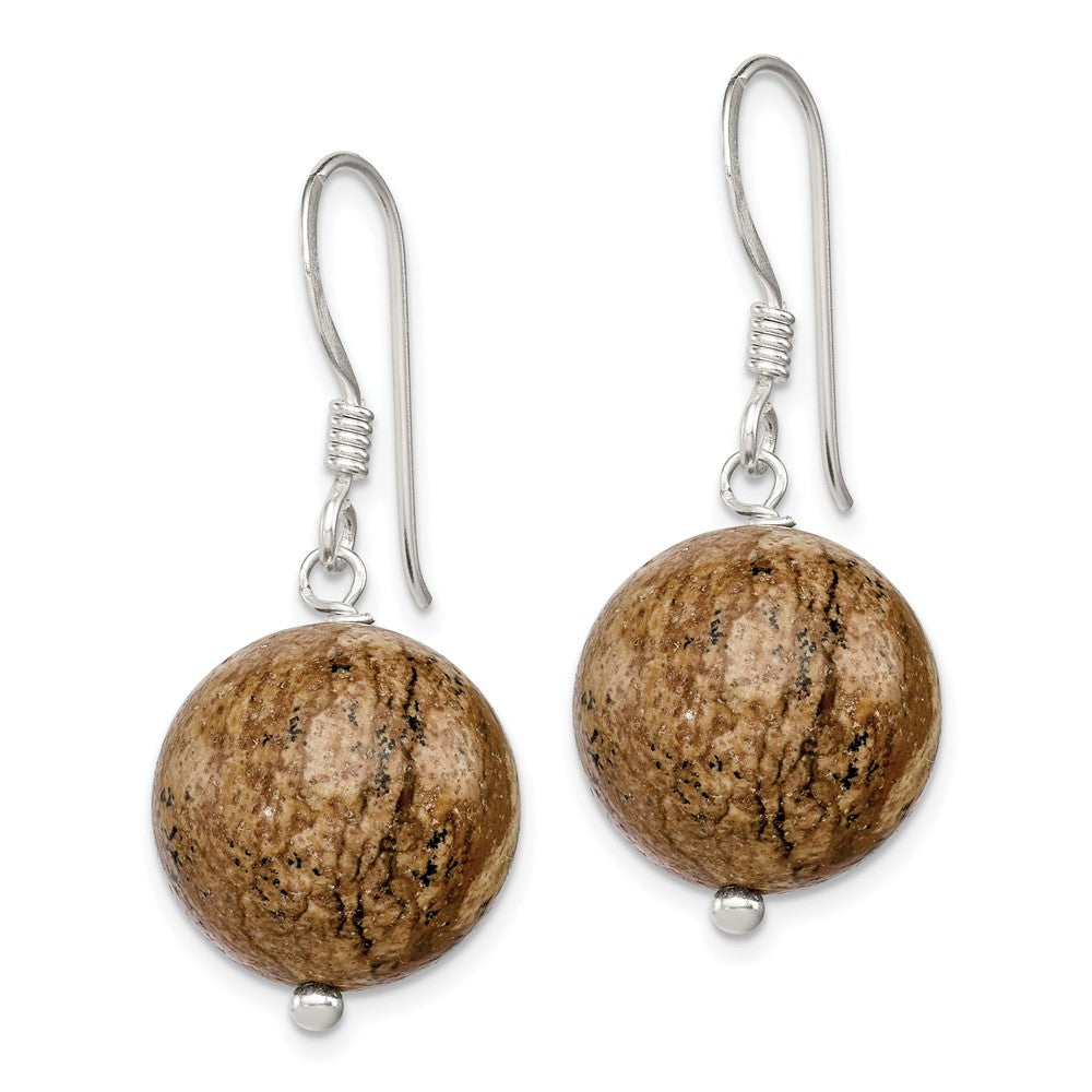 Sterlingsilber Poliert 14mm Rund Picture Jasper Ohrhänger