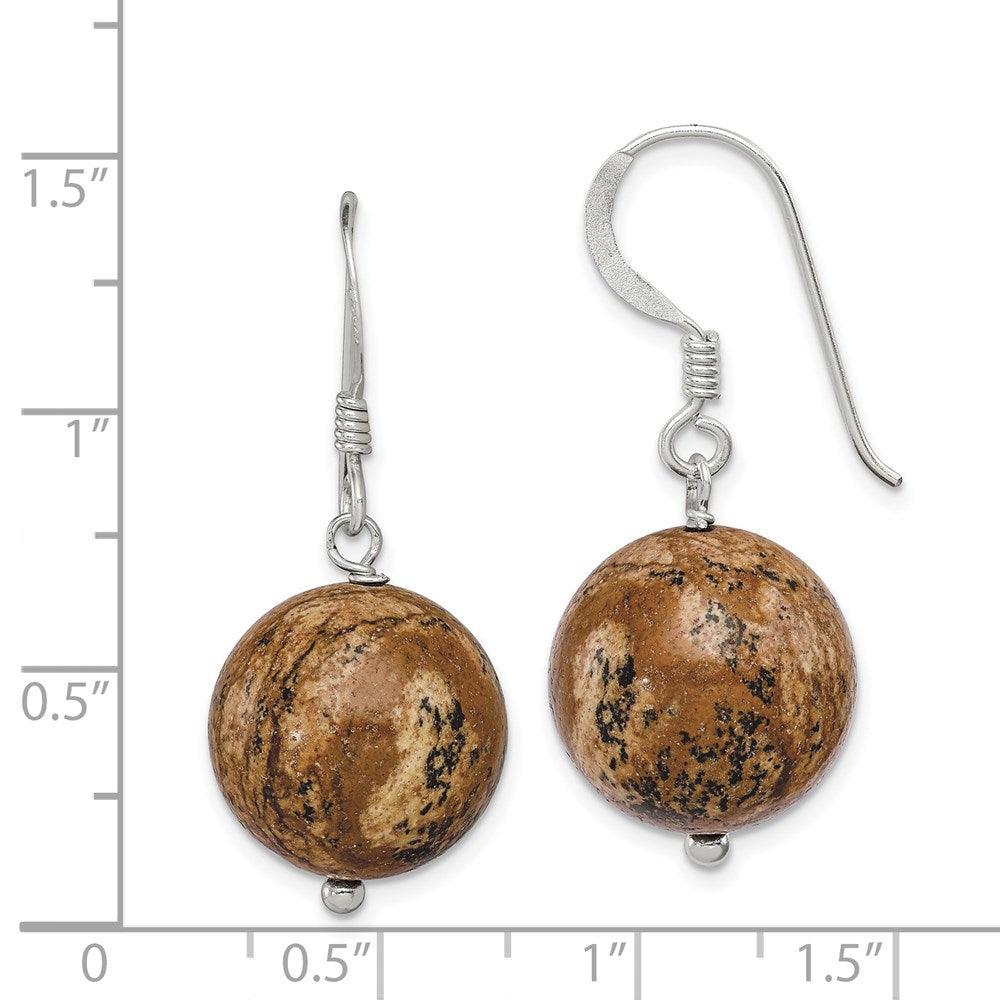 Sterlingsilber Poliert 14mm Rund Picture Jasper Ohrhänger