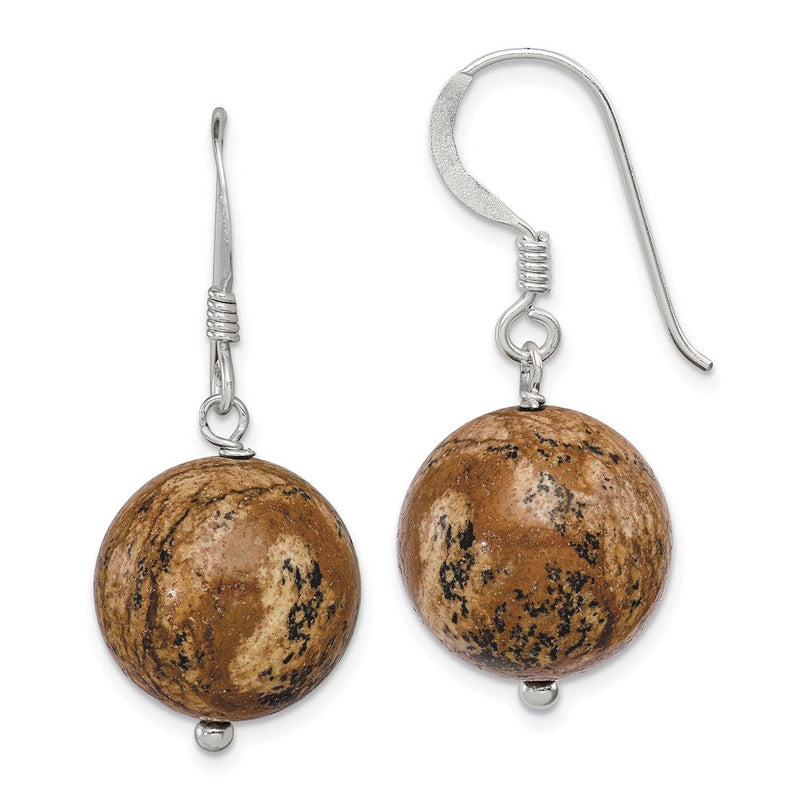 Sterlingsilber Poliert 14mm Rund Picture Jasper Ohrhänger