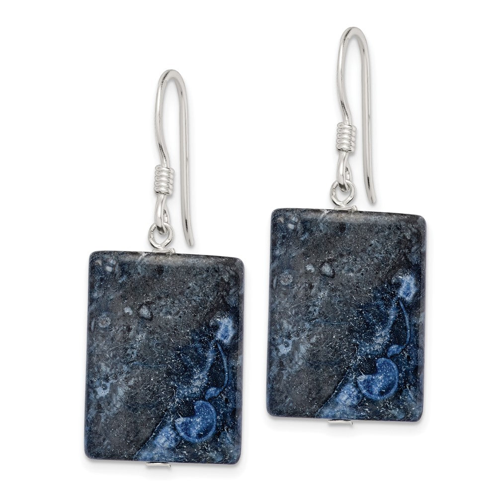 Sterlingsilber Poliert Blau Sodalite Rectangular Ohrhänger