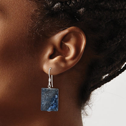 Sterlingsilber Poliert Blau Sodalite Rectangular Ohrhänger