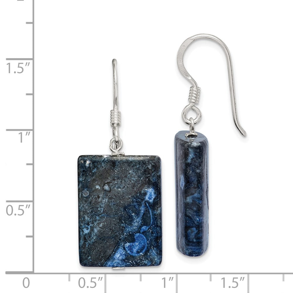 Sterlingsilber Poliert Blau Sodalite Rectangular Ohrhänger