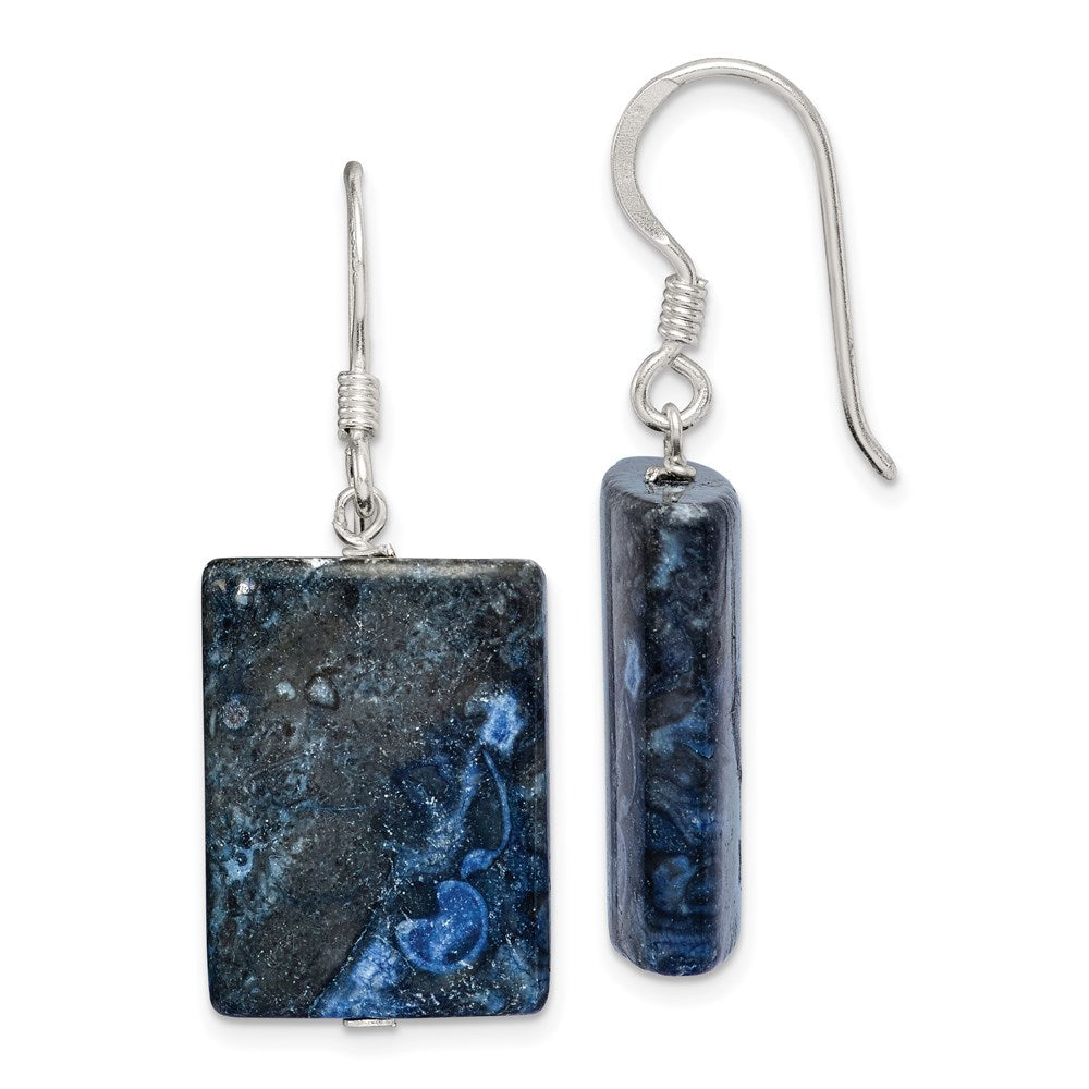 Sterlingsilber Poliert Blau Sodalite Rectangular Ohrhänger