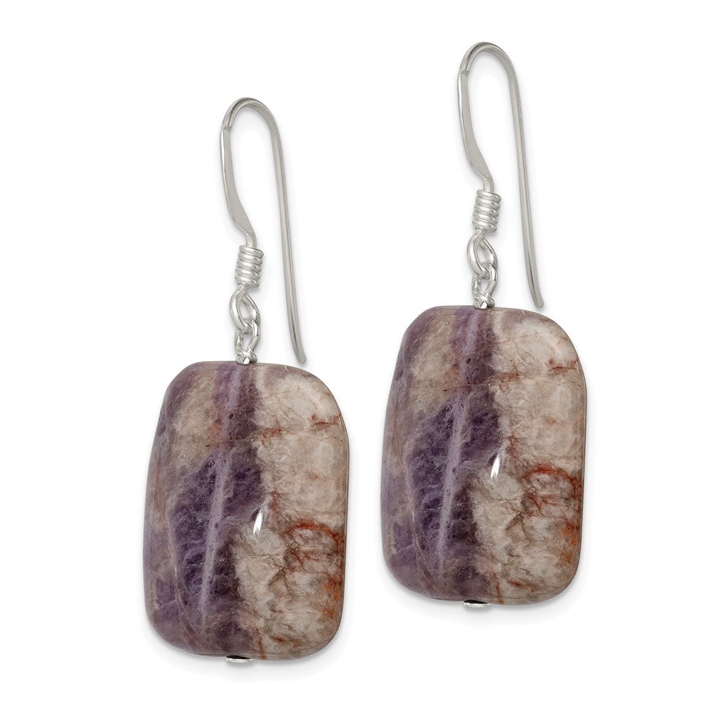 Sterlingsilber Poliert Amethyst Rechteck Ohrhänger