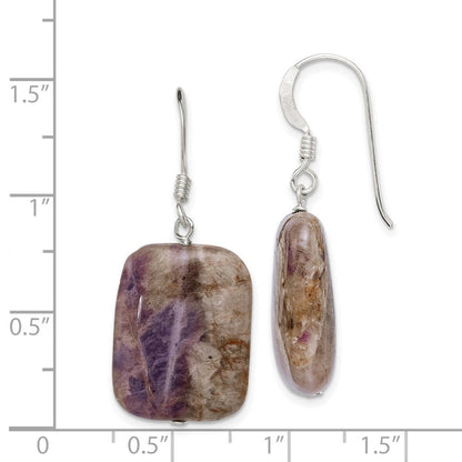 Sterlingsilber Poliert Amethyst Rechteck Ohrhänger