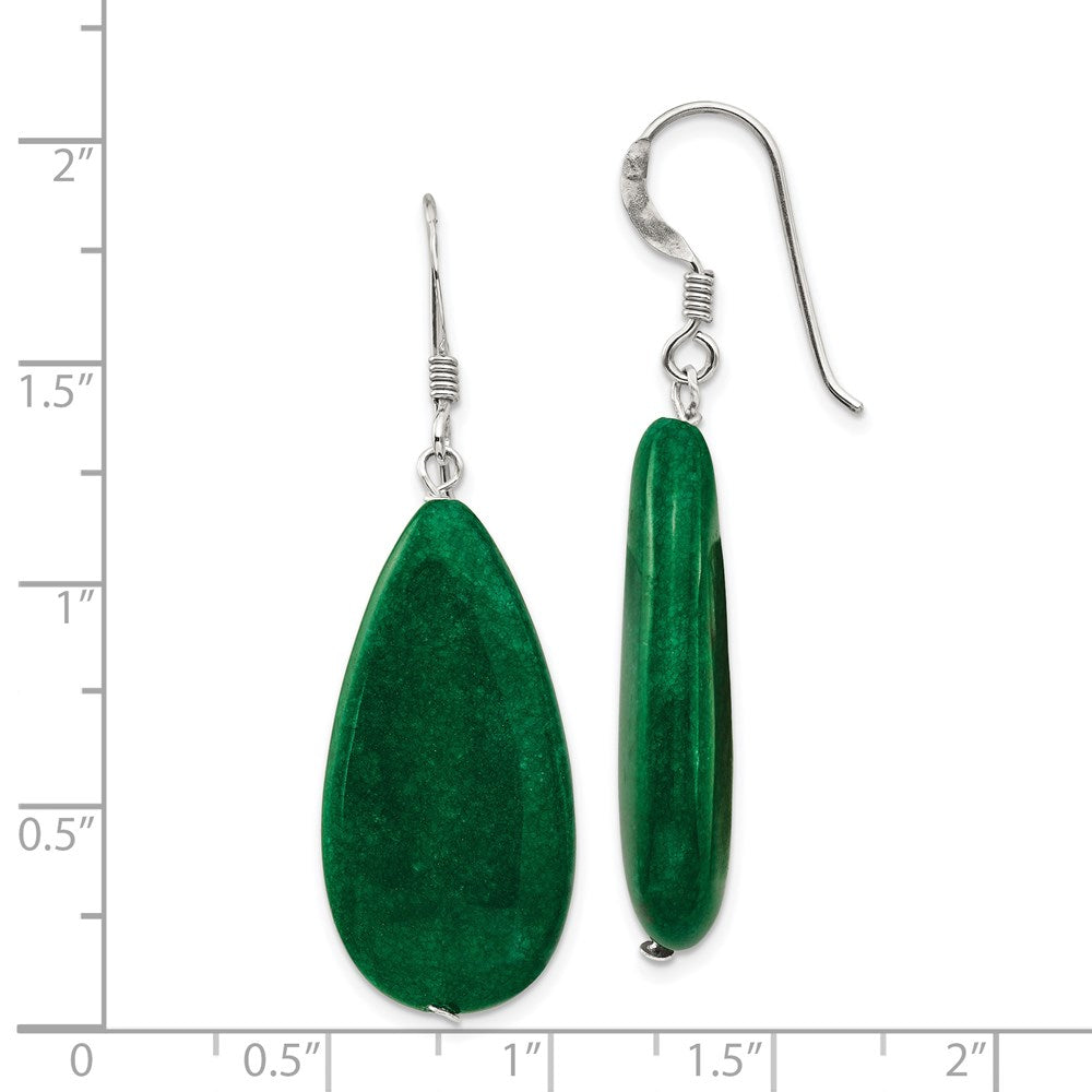 Sterlingsilber Poliert Grün Jade Tropfen Ohrhänger