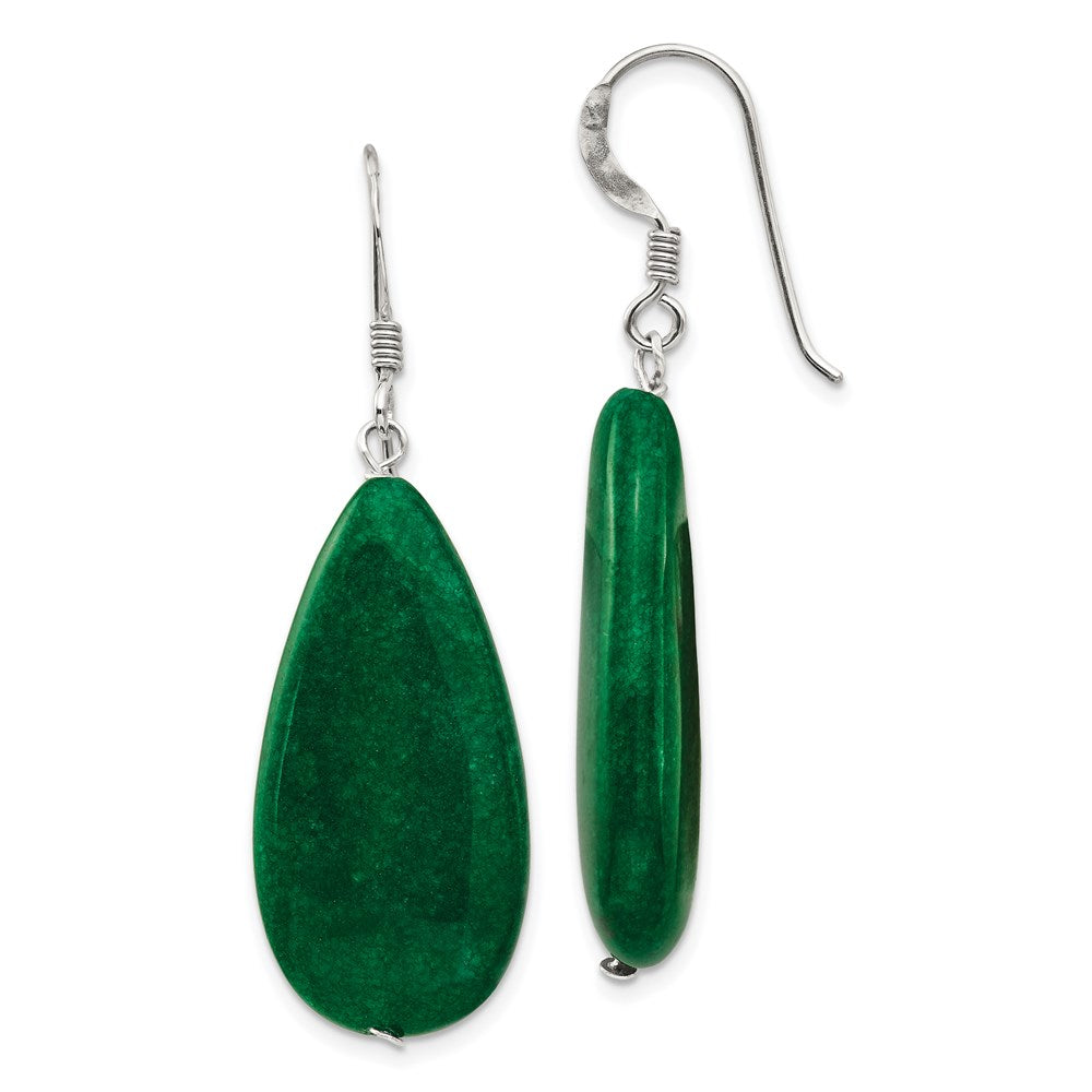 Sterlingsilber Poliert Grün Jade Tropfen Ohrhänger
