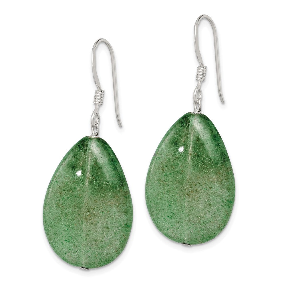 Sterlingsilber Poliert Cracked Grün Aventurine Tropfen Ohrhänger