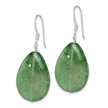 Sterlingsilber Poliert Cracked Grün Aventurine Tropfen Ohrhänger