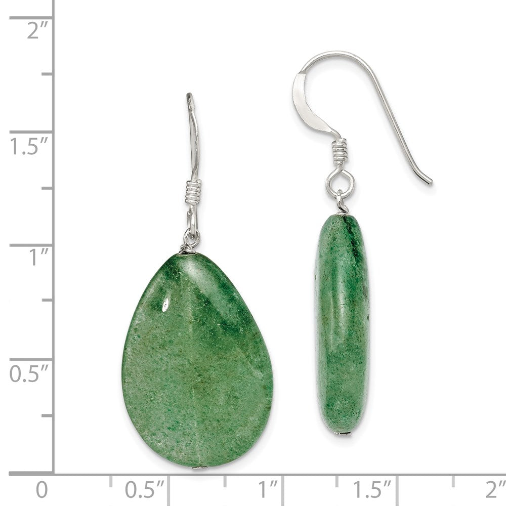 Sterlingsilber Poliert Cracked Grün Aventurine Tropfen Ohrhänger