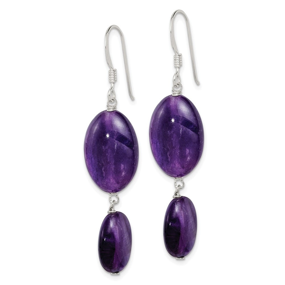 Sterlingsilber Poliert Amethyst & Dunkel Lila Jade Oval Ohrhänger