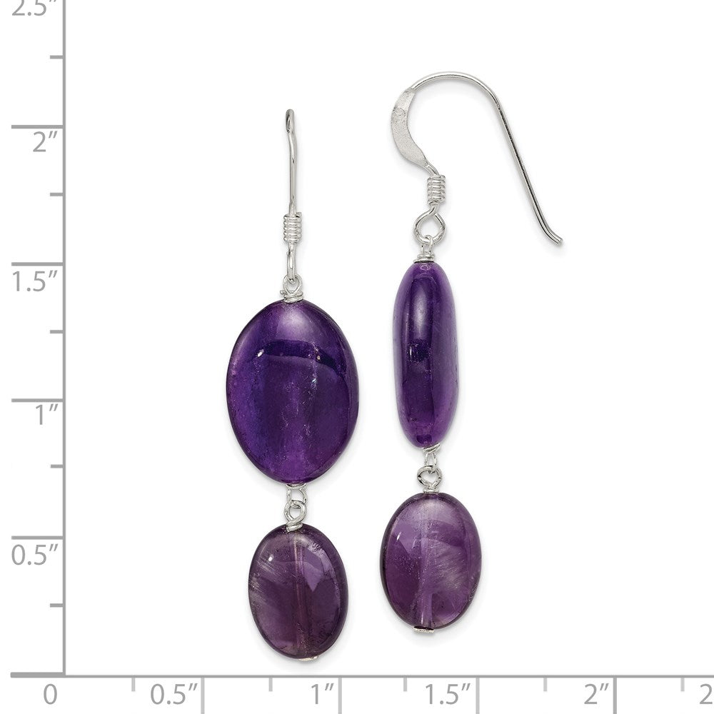 Sterlingsilber Poliert Amethyst & Dunkel Lila Jade Oval Ohrhänger
