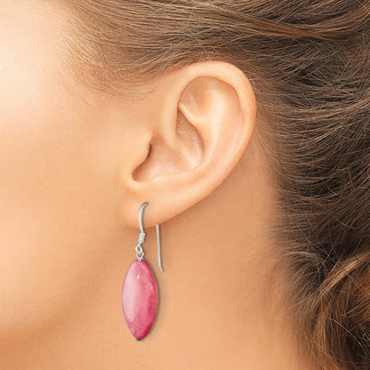 Sterlingsilber Poliert Rosa Perlmutt Marquise Ohrhänger