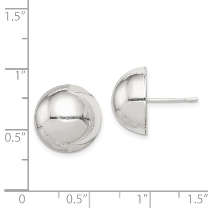 Sterlingsilber Poliert 14mm Knopf Ohrringe