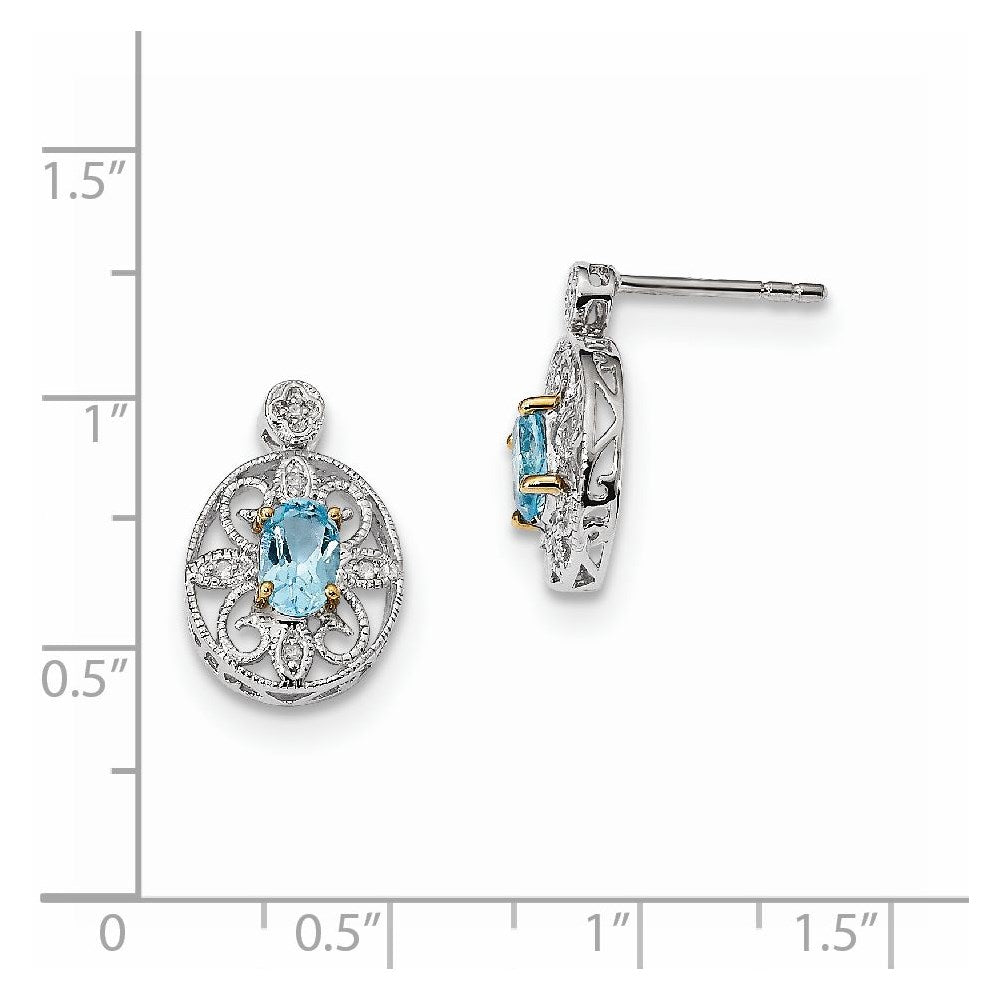 Sterlingsilber & 14K Himmel Blautopas & Diamant Ohrringe