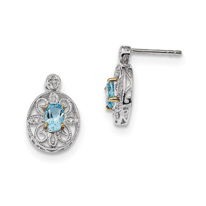 Sterlingsilber & 14K Himmel Blautopas & Diamant Ohrringe