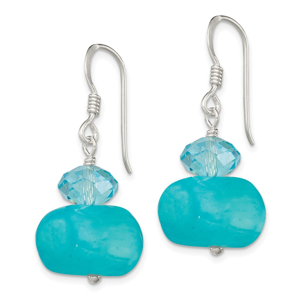 Sterlingsilber Poliert Aquamarin Kristall & Blau Jade Ohrhänger