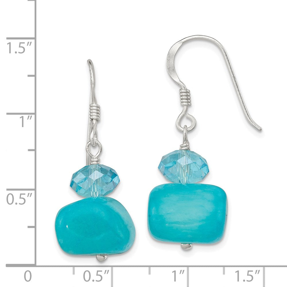 Sterlingsilber Poliert Aquamarin Kristall & Blau Jade Ohrhänger