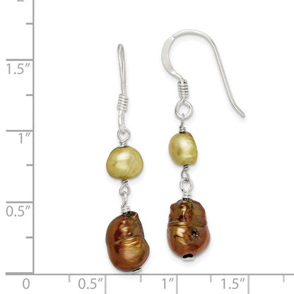 Sterlingsilber Poliert Champagne & Copper Fwc Perle Ohrhänger