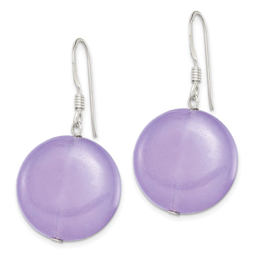Sterlingsilber Poliert Lavender Jade Kreis Ohrhänger
