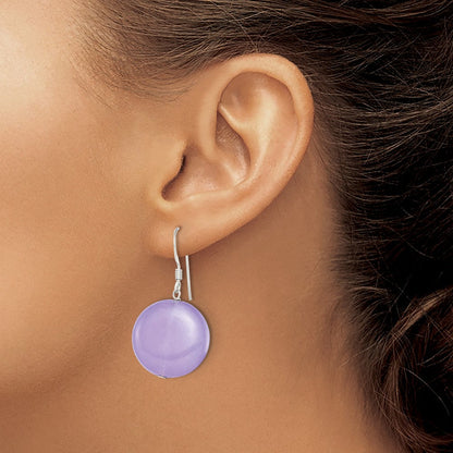 Sterlingsilber Poliert Lavender Jade Kreis Ohrhänger