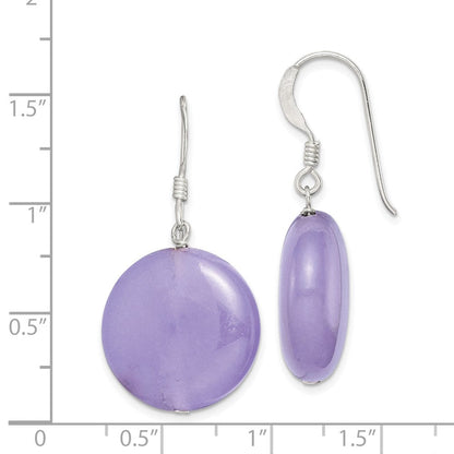 Sterlingsilber Poliert Lavender Jade Kreis Ohrhänger