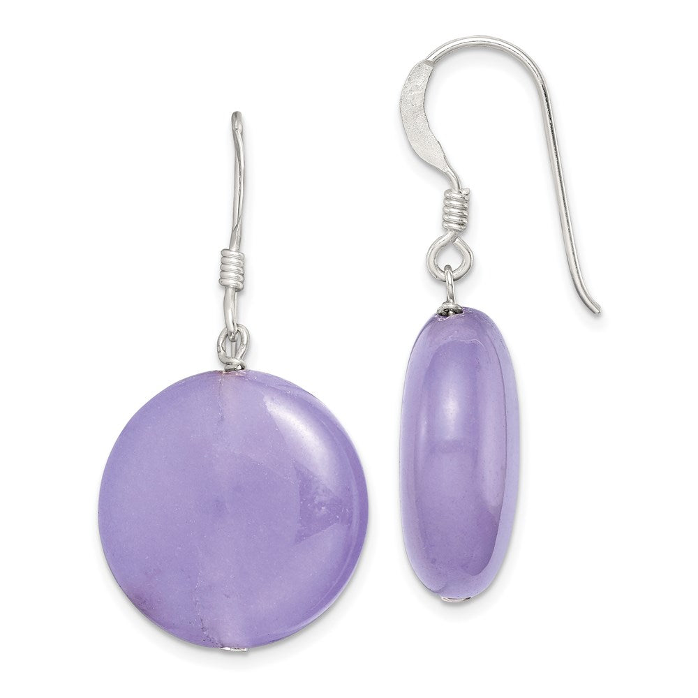 Sterlingsilber Poliert Lavender Jade Kreis Ohrhänger