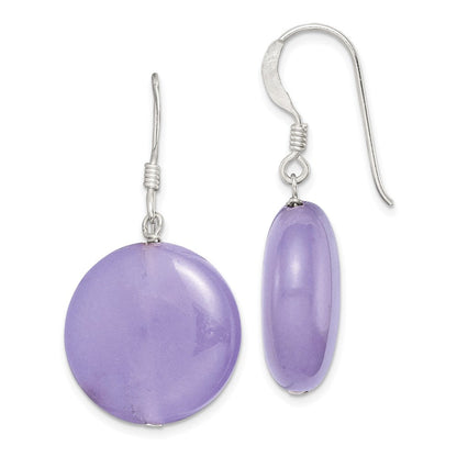 Sterlingsilber Poliert Lavender Jade Kreis Ohrhänger