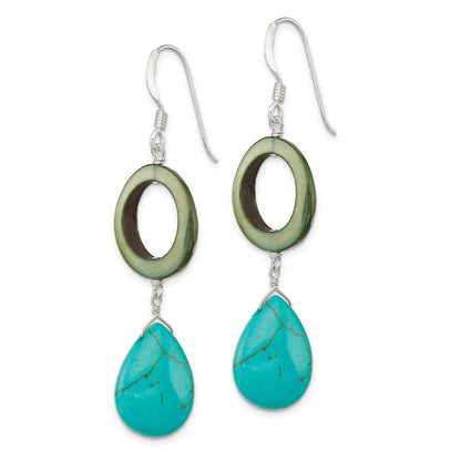 Sterlingsilber Dyed Blau Howlite & Grün Perlmutt Ohrhänger