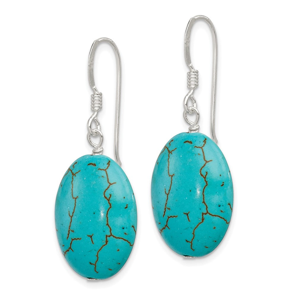 Sterlingsilber Poliert Dyed Blau Howlite Oval Ohrhänger