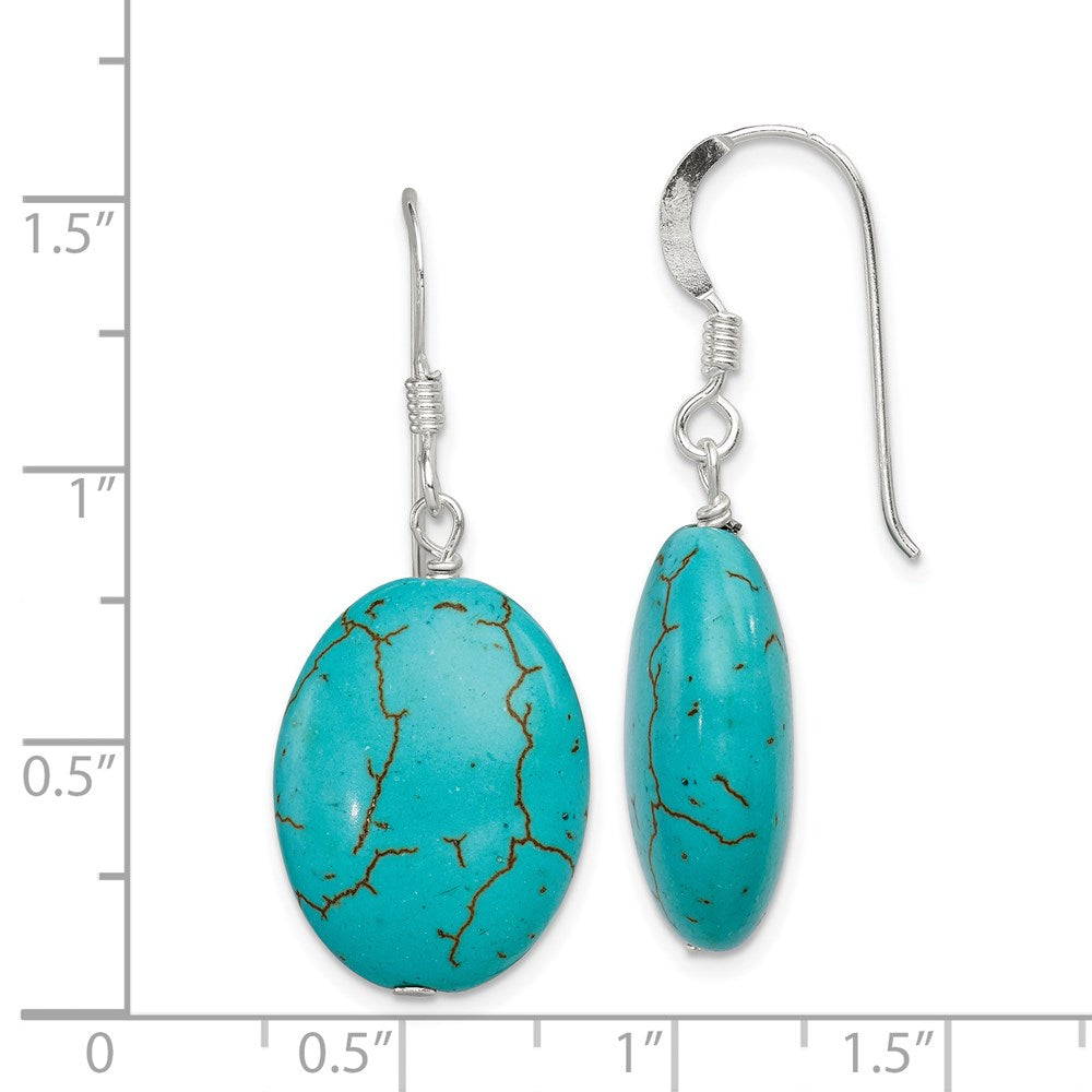 Sterlingsilber Poliert Dyed Blau Howlite Oval Ohrhänger