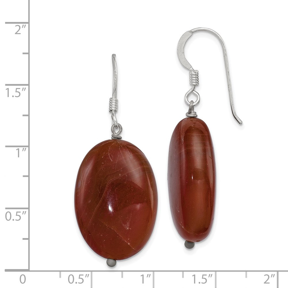 Sterlingsilber Poliert Braun Carnelian Oval Ohrhänger