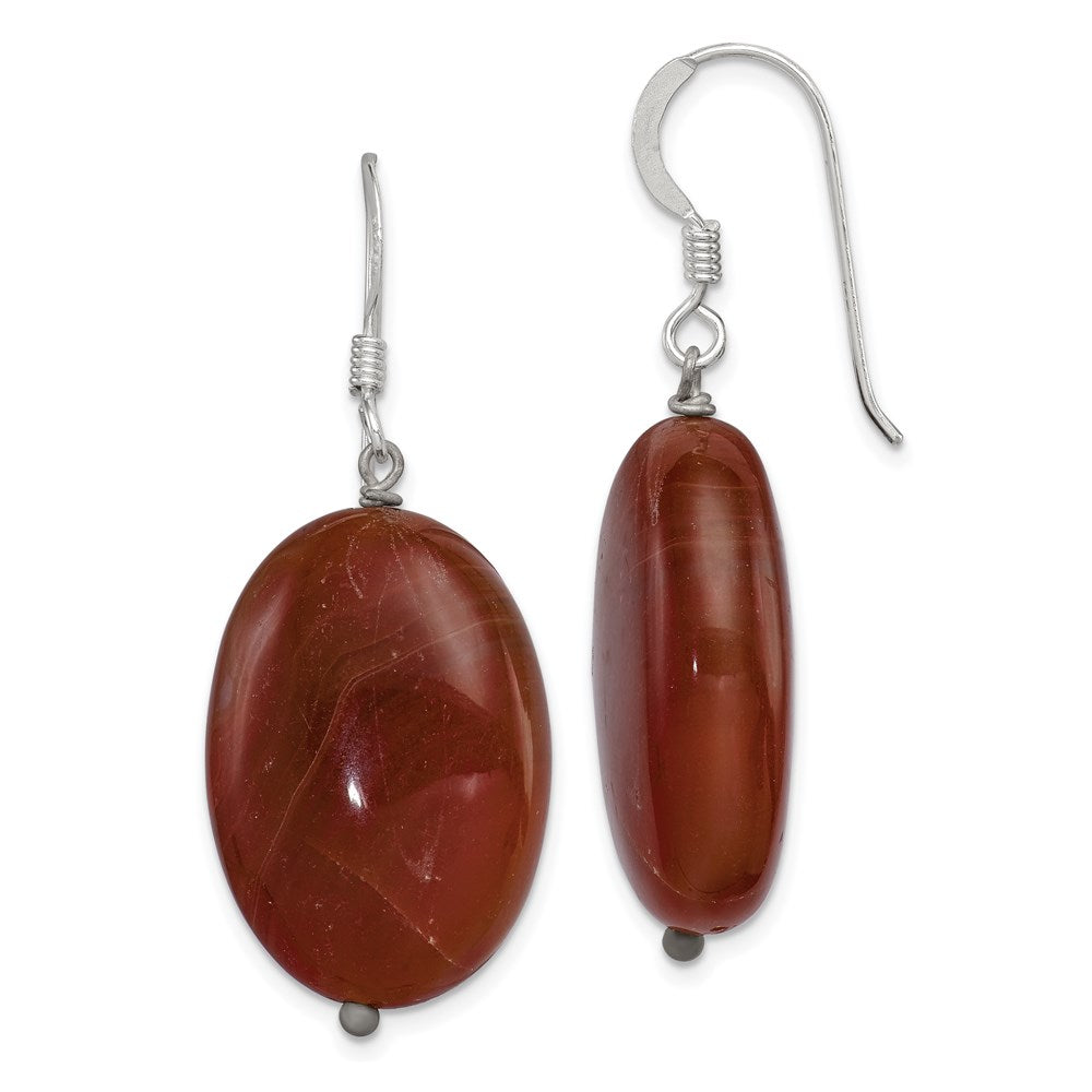 Sterlingsilber Poliert Braun Carnelian Oval Ohrhänger