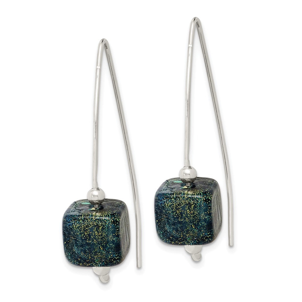 Sterlingsilber Blau Dichroic Glas Thread Ohrringe