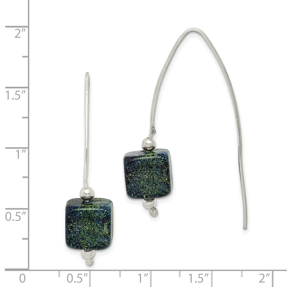 Sterlingsilber Blau Dichroic Glas Thread Ohrringe