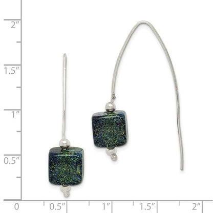 Sterlingsilber Blau Dichroic Glas Thread Ohrringe