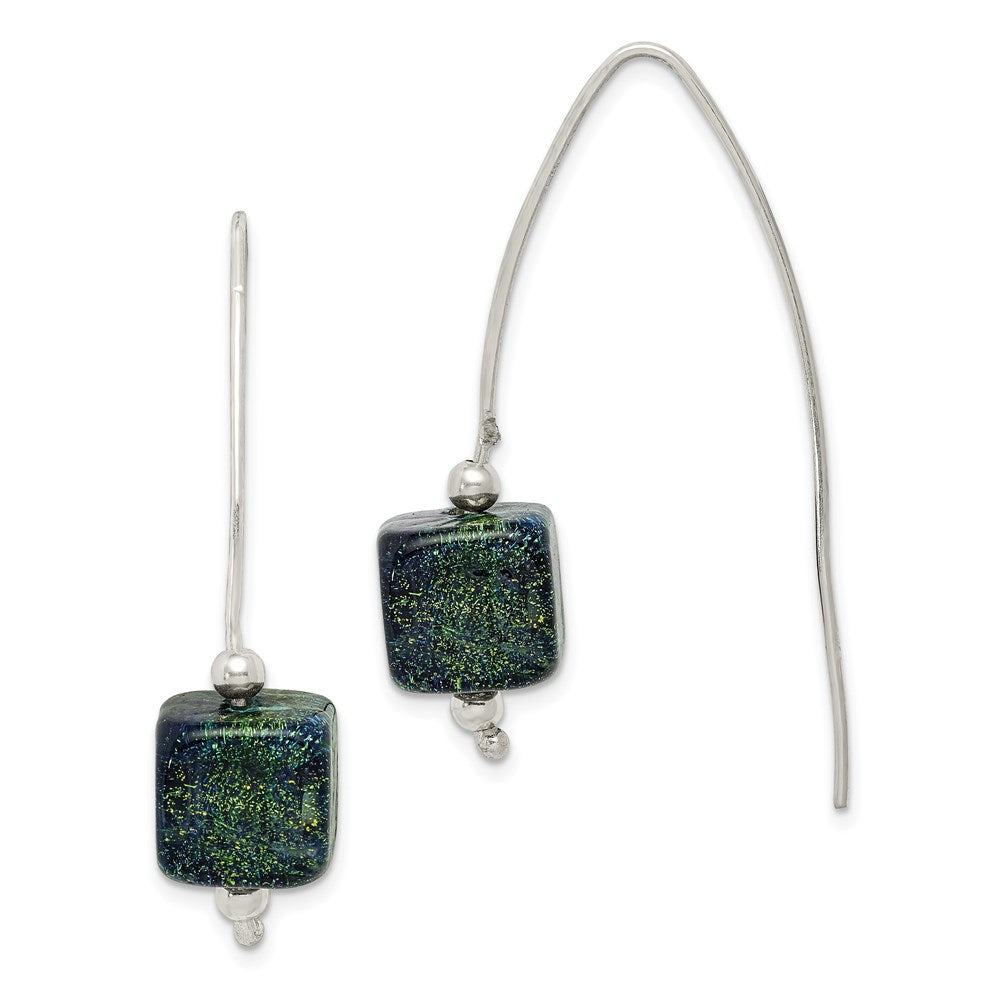 Sterlingsilber Blau Dichroic Glas Thread Ohrringe