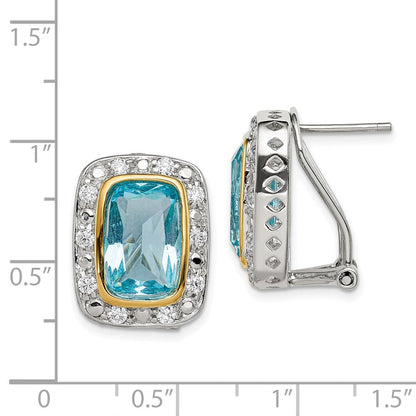 Sterlingsilber Glanz Vergoldet Zirkonia Omega Rückseite Ohrringe