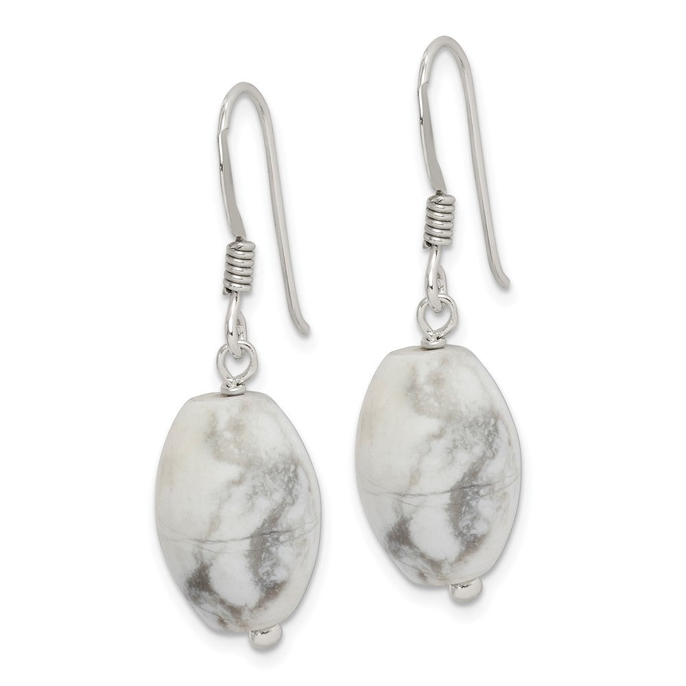 Sterlingsilber Poliert Oval Howlite Ohrhänger
