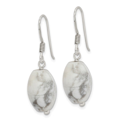Sterlingsilber Poliert Oval Howlite Ohrhänger