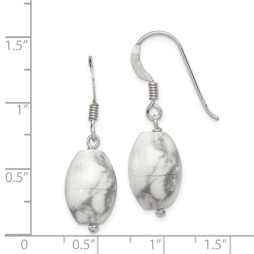 Sterlingsilber Poliert Oval Howlite Ohrhänger