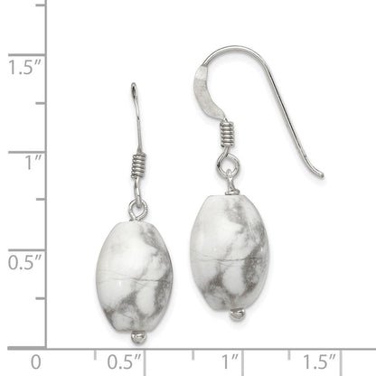 Sterlingsilber Poliert Oval Howlite Ohrhänger